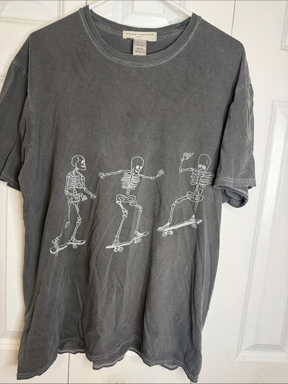 Project Social T Charcoal Gray Skateboard Skeleton Graphic Tee